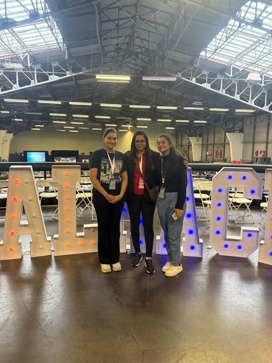 Sukriti with two teammates at CalHacks 12.0