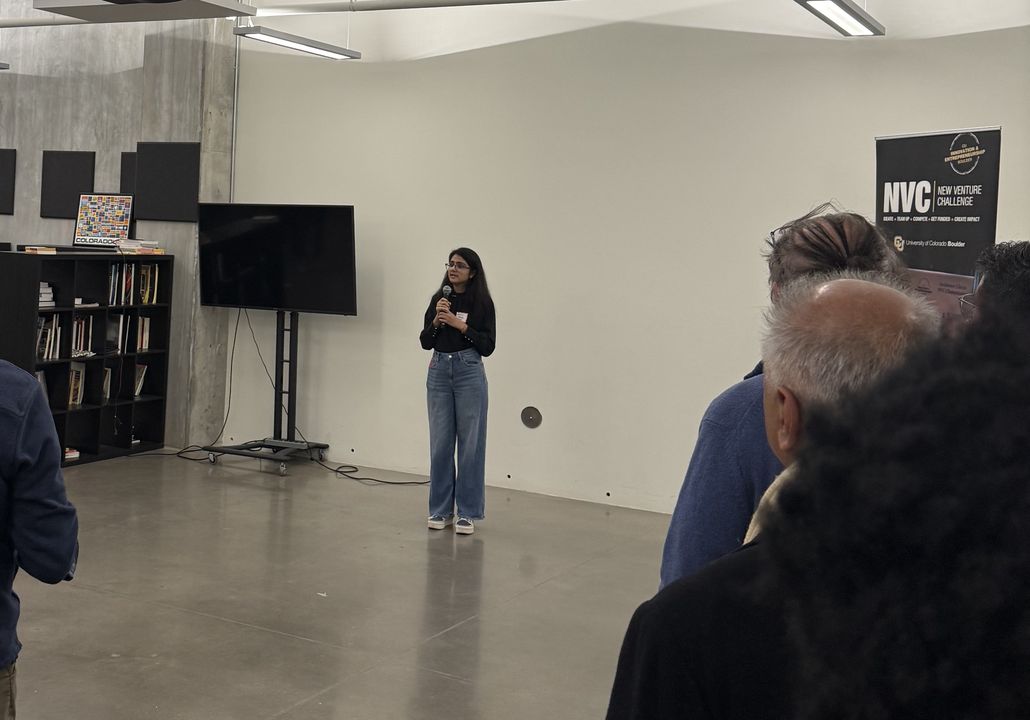 Sukriti presenting at the New Venture Challenge at CU Boulder